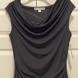 Larry Levine black cowl neck dress